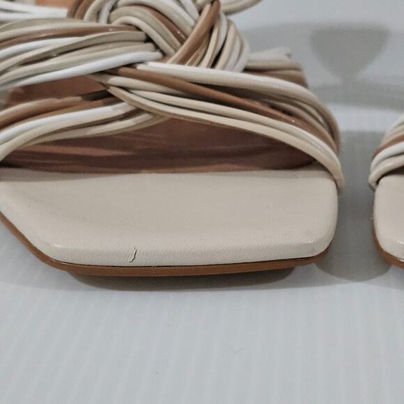 Andre Assous Kelsie Sandal Womens 9 Cream Tan Leather Jute Twist Slide Mule - Picture 6 of 14